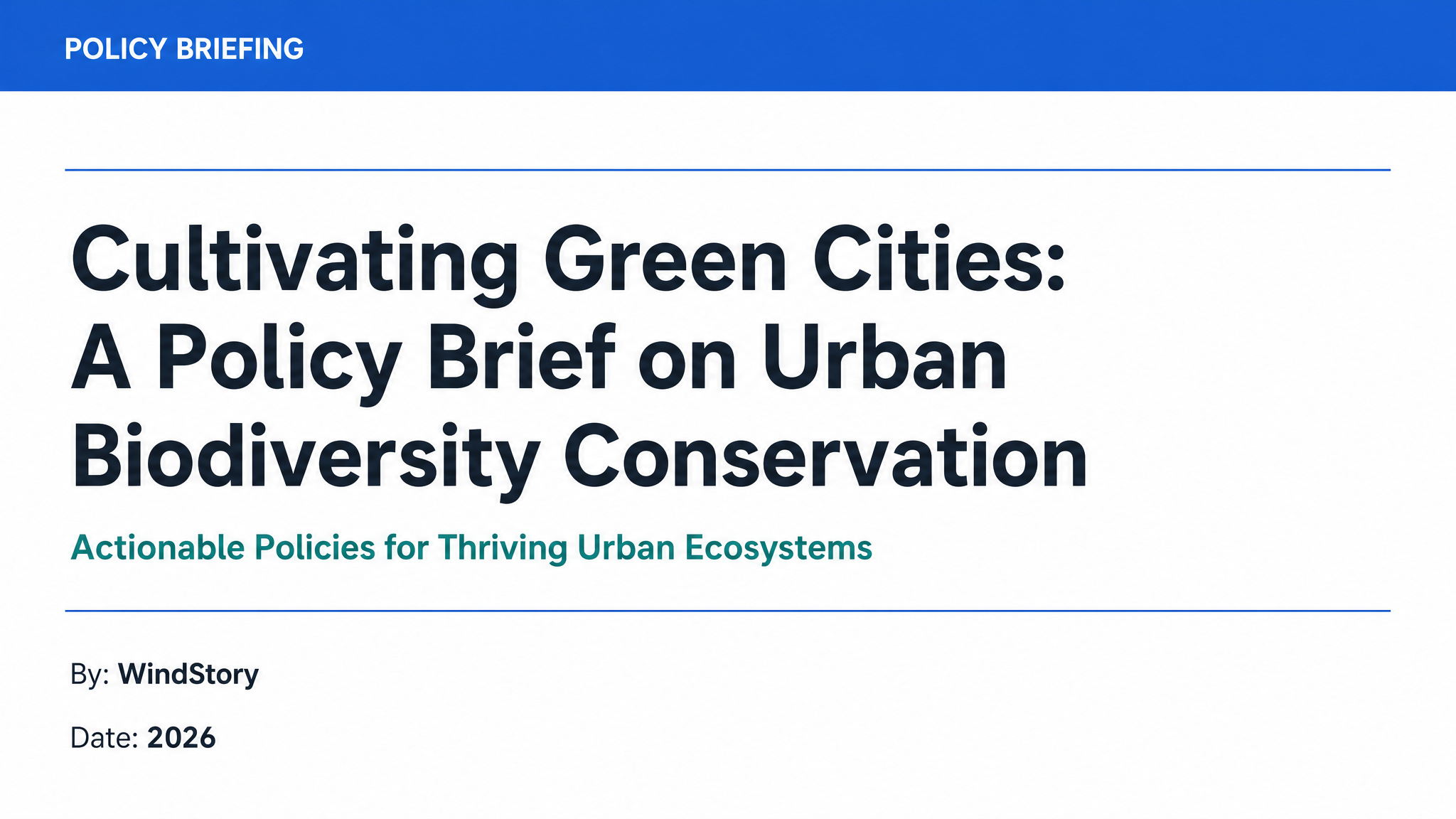 Cultivating Green Cities: A Policy Brief on Urban Biodiversity Conservation