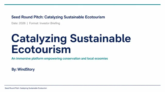 Seed Round Pitch: Catalyzing Sustainable Ecotourism
