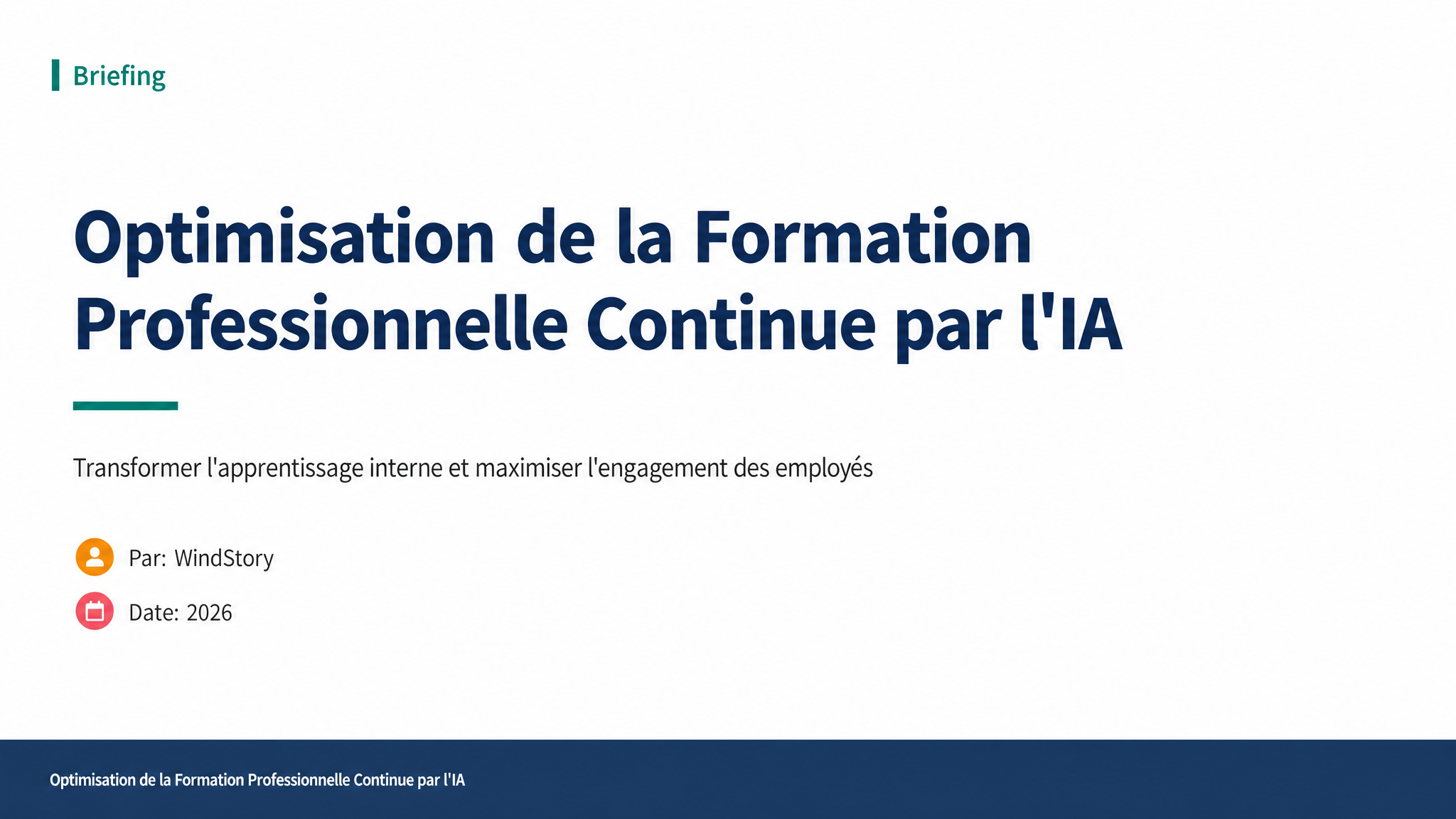 Optimisation de la Formation Professionnelle Continue par l'IA